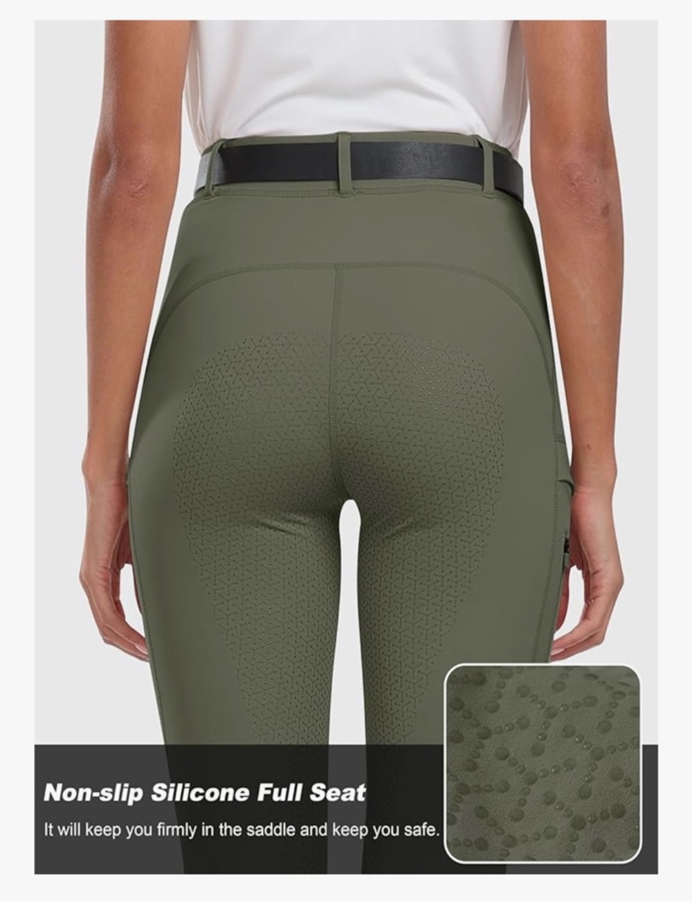 Silicone Full Seat Horse Riding Pants Zipper Pockets Equestriani Riding Tights - Picture 7 of 8